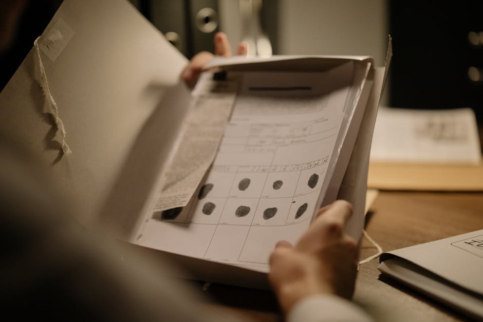 Forensic psychiatrist in office reviewing legal case file with court documents and notepad