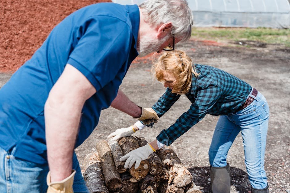 Adults with autism working together in a farm garden under blue sky