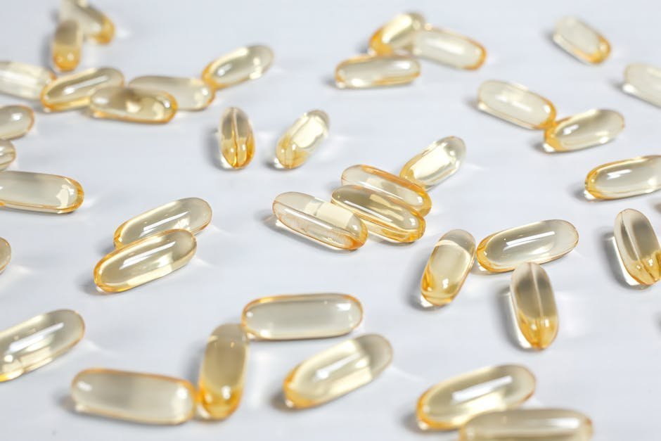 Pharmaceutical grade fish oil capsules with omega 3 supplement label
